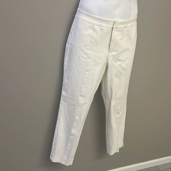 NYDJ Cream Ankle Pants with Front and Back Pleating - Picture 3 of 14